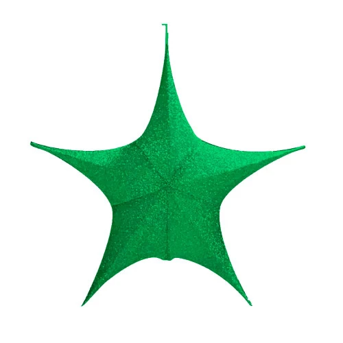 Pop-Up Tinsel Star Green - 65cm 3 Pop-Up Tinsel Star Green - 65cm