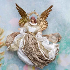 Gold Ivory Flying Angel -25cm -Christmas Decor Sales Store 20 07G FAD GOLD IVORY FLYING ANGEL 25CM STYLED 74247.1674252101