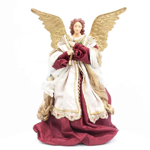 Burgundy Standing Angel With Flute - 35cm 2 Burgundy Standing Angel With Flute - 35cm