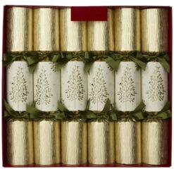 Gold Cream Olive Tree Christmas Crackers - 35.5cm
