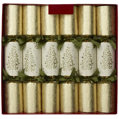 Gold Cream Olive Tree Christmas Crackers - 35.5cm 3 Gold Cream Olive Tree Christmas Crackers - 35.5cm