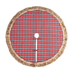 Tartan Faux Fur Tree Skirt Red - 109cm