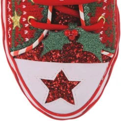 Irregular Choice - Red Better Not Pout Sneaker (Size 43) -Christmas Decor Sales Store 4125 42A Red Better Not Pout Sneaker with glitter star 74855.1668431186