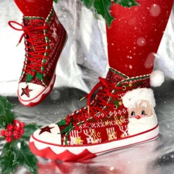 Irregular Choice - Red Better Not Pout Sneaker (Size 42) -Christmas Decor Sales Store 4125 42A better not pout styled festive outfit 10973.1668430809