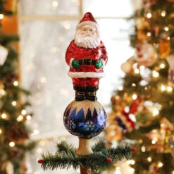 Santa Tree Top Glass Ornament - 30cm -Christmas Decor Sales Store 50002OW Santa Tree Top Glass Ornament 30cm 2 31801.1684889402