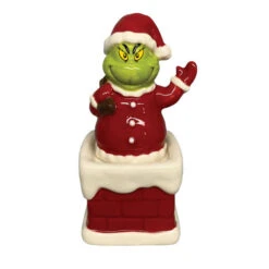 Dr Seuss Santa Grinch In Chimney Salt And Pepper (Set Of 2) - 12cm