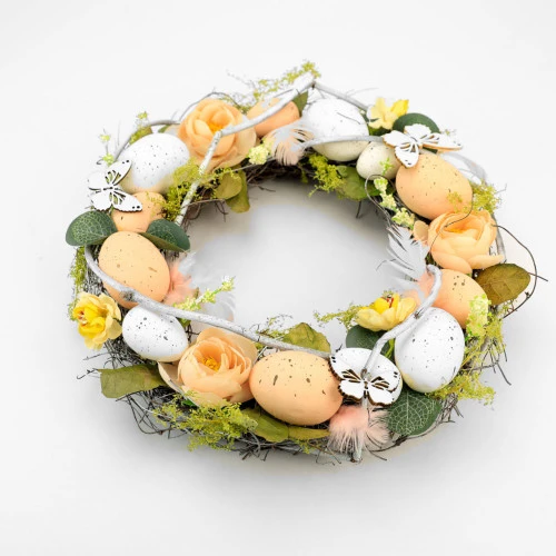 Apricot Floral Easter Wreath - 26cm 4 Apricot Floral Easter Wreath - 26cm - Image 2