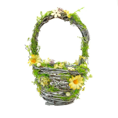 Floral Daisy Easter Basket With Handle - 27cm 3 Floral Daisy Easter Basket With Handle - 27cm