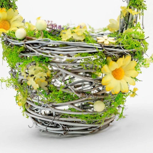 Floral Daisy Easter Basket With Handle - 27cm 4 Floral Daisy Easter Basket With Handle - 27cm - Image 2