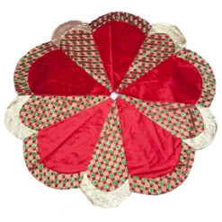 Gold Red Checkered Tree Skirt - 120cm