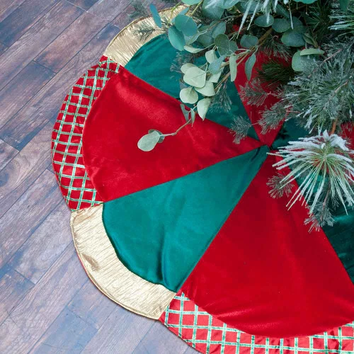 Gold Red Green Tree Skirt - 120cm 4 Gold Red Green Tree Skirt - 120cm - Image 2