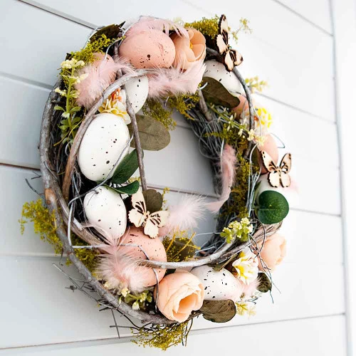 Apricot Floral Easter Wreath - 26cm 6 Apricot Floral Easter Wreath - 26cm - Image 4