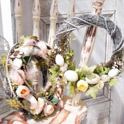 Apricot Floral Easter Wreath - 26cm 11 Apricot Floral Easter Wreath - 26cm -Christmas Decor Sales Store ET22F026 EASTER FLORAL TULIP HALF WREATH AND APRICOT FLORAL 05591.1684287122