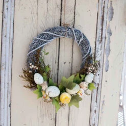 Easter Floral Tulip Half Wreath - 26cm 9 Easter Floral Tulip Half Wreath - 26cm -Christmas Decor Sales Store ET22F026 EASTER FLORAL TULIP HALF WREATH DOOR 74849.1684286855