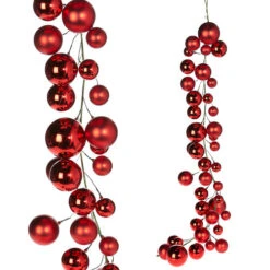 Red Shiny Matte Bauble Garland - 1.2m