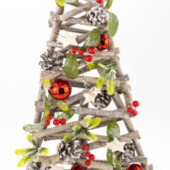 Red Bauble And Pinecone Twig Tree - 68cm -Christmas Decor Sales Store JA2268 1RD RED BAUBLE and PINECONE TWIG TREE 68cm 72897.1663849761