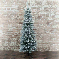 6FT Slim Flocked Pine Christmas Tree -Christmas Decor Sales Store JIN 18053 SLIM FLOCKED PINE TREE DUSTED with SNOW 20709.1696477651