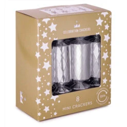 Silver Diamond Mini Christmas Cracker (Pack Of 8) - 14cm