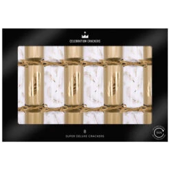 Gold Feather Deluxe Christmas Crackers (Pack Of 8) - 35cm
