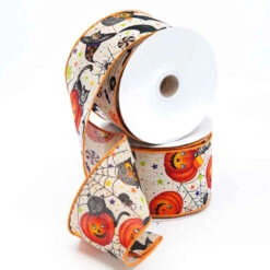 Pumpkins N Spiderwebs Halloween Ribbon - 10m