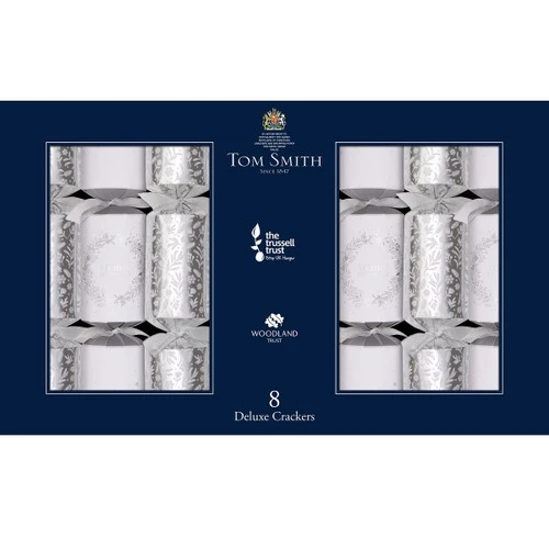 Silver Deluxe Crackers (Pack Of 8) - 35cm 3 Silver Deluxe Crackers (Pack Of 8) - 35cm
