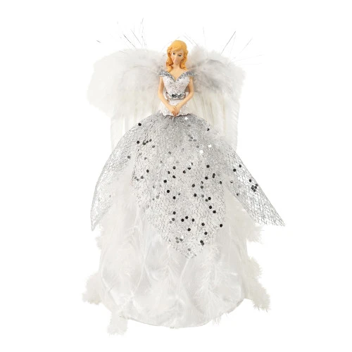 White Silver Angel Cone Tree Topper - 28cm 3 White Silver Angel Cone Tree Topper - 28cm
