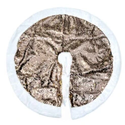 Gold Sequin Tree Skirt With Faux Fur Edging - 90cm
