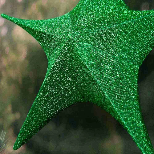 Pop-Up Tinsel Star Green - 65cm 4 Pop-Up Tinsel Star Green - 65cm - Image 2