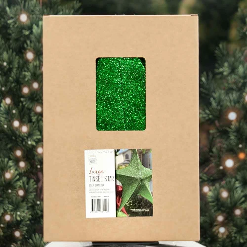 Pop-Up Tinsel Star Green - 65cm 5 Pop-Up Tinsel Star Green - 65cm - Image 3