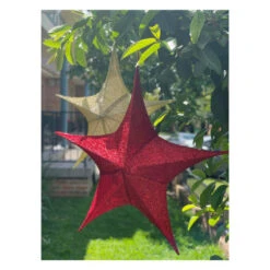 Pop-Up Tinsel Star Red - 65cm -Christmas Decor Sales Store XN0155 Pop Up Tinsel Star Red 65cm 30187.1685414862