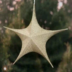 Gold Pop-Up Tinsel Star - 80cm -Christmas Decor Sales Store XN0156 POP UP TINSEL STAR GOLD 80CM A 28289.1685948269