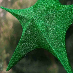 Green Pop-Up Tinsel Star - 80cm -Christmas Decor Sales Store XN0157 POP UP TINSEL STAR GREEN 80MM CLOSE 56587.1685939821
