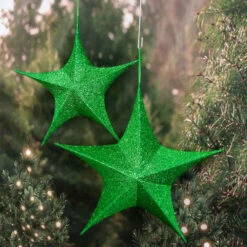 Green Pop-Up Tinsel Star - 80cm -Christmas Decor Sales Store XN0157 POP UP TINSEL STAR GREEN 80MM DUO 83269.1685939841