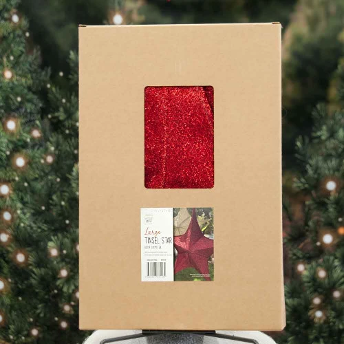 Red Pop-Up Tinsel Star - 80cm 4 Red Pop-Up Tinsel Star - 80cm - Image 2