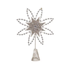 Champagne Wire Jewel Flowerburst Tree Topper - 27cm