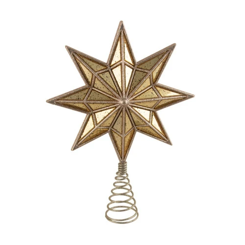 Green Mirror Copper 8 Point Star Tree Topper - 34cm
