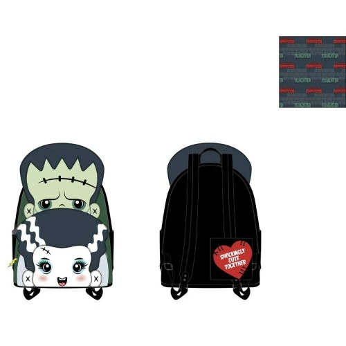 Universal Monsters Loungefly Frankie And Bride Mini Backpack - 25.5cm 4 Universal Monsters Loungefly Frankie And Bride Mini Backpack - 25.5cm - Image 2