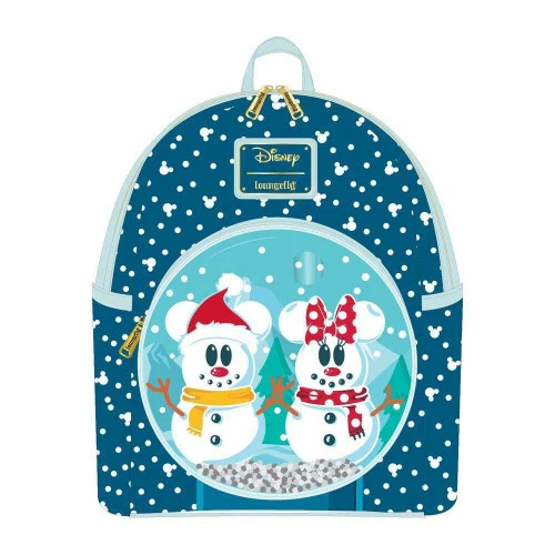 Disney Mickey Mouse Loungefly Snowman Snow Globe Mini Backpack - 27cm 3 Disney Mickey Mouse Loungefly Snowman Snow Globe Mini Backpack - 27cm