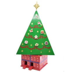 Green Christmas Tree Advent Calendar With Ornaments - 54cm