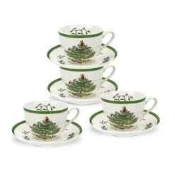 Spode Christmas Tea Cup And Saucer - Set Of 4 -Christmas Decor Sales Store api8zmunx 76213.1641046323