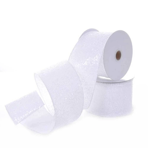 White Glitter Ribbon - 10m 3 White Glitter Ribbon - 10m