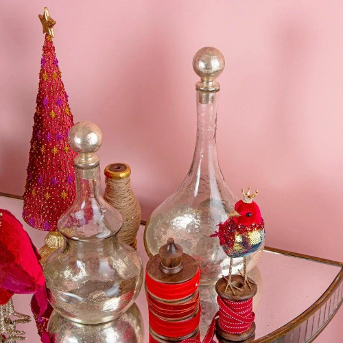 Cherry Red Starlight Sparkle Cone Tree - 43cm 4 Cherry Red Starlight Sparkle Cone Tree - 43cm - Image 2