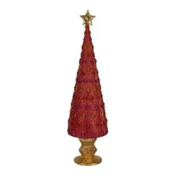 Cherry Red Starlight Sparkle Cone Tree - 43cm