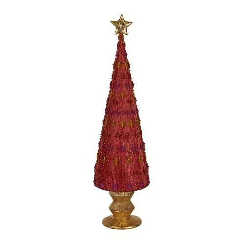 Cherry Red Starlight Sparkle Cone Tree - 43cm 3 Cherry Red Starlight Sparkle Cone Tree - 43cm