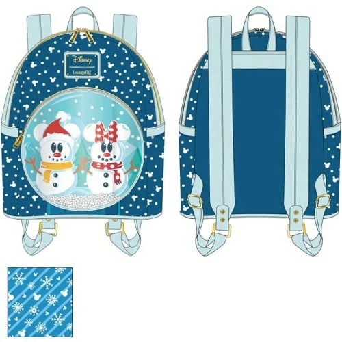 Disney Mickey Mouse Loungefly Snowman Snow Globe Mini Backpack - 27cm 4 Disney Mickey Mouse Loungefly Snowman Snow Globe Mini Backpack - 27cm - Image 2