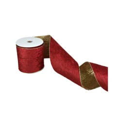Wide Red Gold Velvet Ribbon - 10m