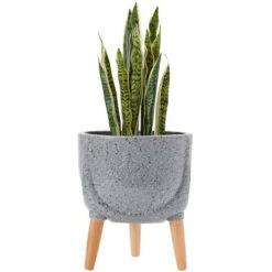 Charcoal Terrazzo Legged Planter Pot - 33cm