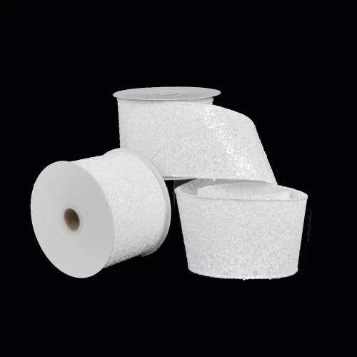 White Glitter Ribbon - 10m 4 White Glitter Ribbon - 10m - Image 2